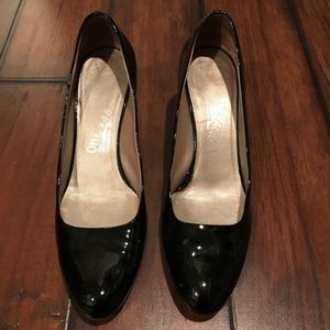 Salvatore Ferragamo Black Patent Leather Pumps